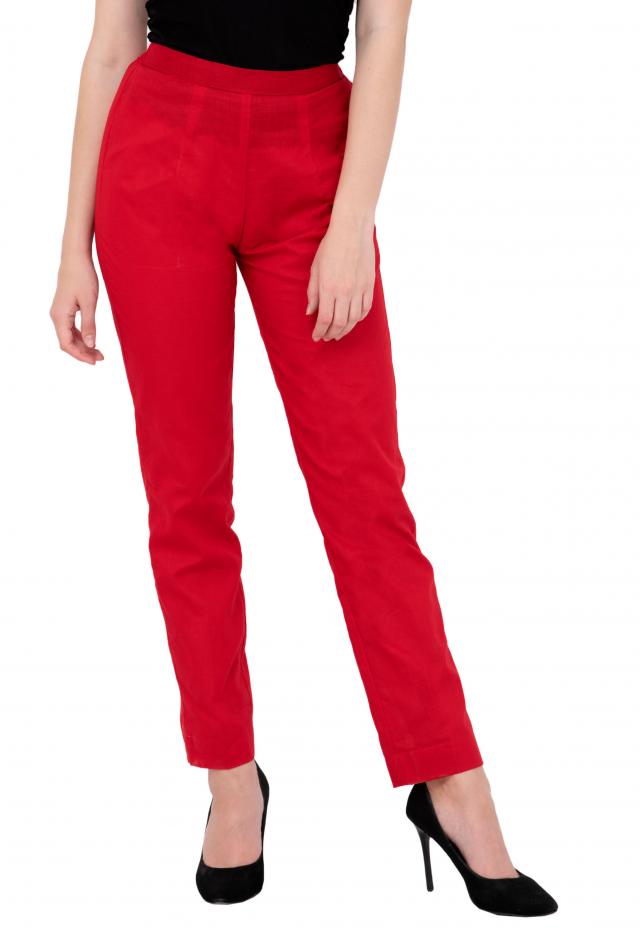 Women Red Regular Fit Solid Pants, गर्ल्स ट्राउज़र - NOZ2TOZ, New Delhi |  ID: 2849519943433
